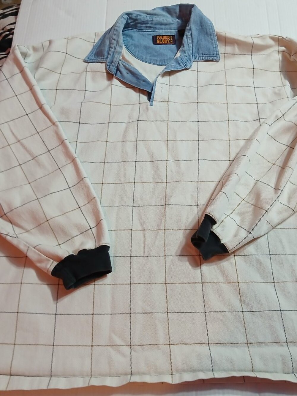 Vintage 90's Faded Glory Plaid White Men's 2XL Sweatershirt Shirt
